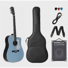 Imagem de Kit Violão Folk Elétrico Tagima Andes Aço Azul + Caixa
