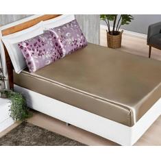 Imagem de Lençol Casal King Size Jogo 3 Peças C/ Elástico Cetim Alya - Bia Enxov