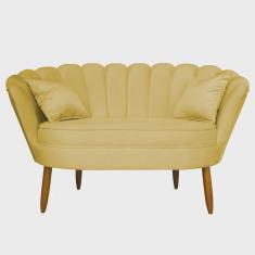 Imagem de Namoradeira Pétala 2 Lugares Decorativa Veludo Amarelo - Montanaris Decor