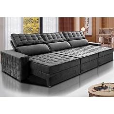 Imagem de Sofá Retrátil e Reclinável 4,15m Cama Inbox Big Star com Softgeld40 Velupluma Cinza