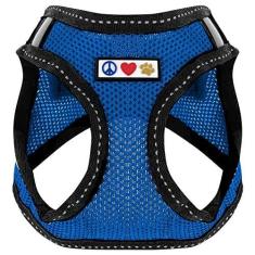 Imagem de Pawtitas peitoral de malha reflexiva para cães, colete ou peitoral de treinamento para cães caminhadas do seu filhote/cão – chega de puxar, puxar, asfixia, asfixiaPawtitas L Neck 13" Chest 19" azul