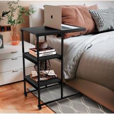 Imagem de Mesa  Auxiliar Fit C/ Rodizio Computador Mdf/Ferro 60 Cm -Preto - Stee