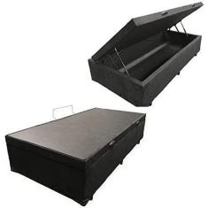 Imagem de Cama Box baú solteiro suede preto com pistao a gás Rc - Real Comfort e