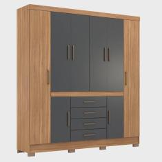 Imagem de Guarda Roupa Casal 8 Portas e 4 Gavetas New Realce Amendola Grafito - Demóbile