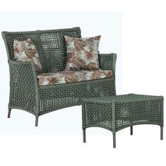 Imagem de 1 Sofá Área e Mesa Igapó Alumínio Pintura Marrom Corda Náutica Estofado Impermeável Almofada 6 Trama