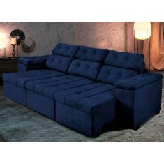 Imagem de Sofá Itália Retrátil Reclinável 2,50 M Suede Azul  Sofá Na Web