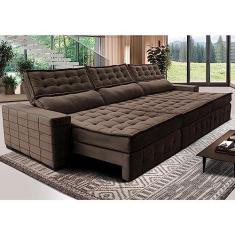 Imagem de Sofá Retrátil e Reclinável 3,55m Cama Inbox Big Puffer com Softgeld40 Velupluma Café