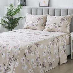 Imagem de Jogo de Cama Queen 3 peças Lençol Sem Elástico Micropercal Toque Algod