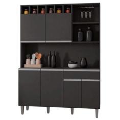 Imagem de Armário Cozinha Compacta 6 Portas Alice 130cm Cinza Ajl Móveis