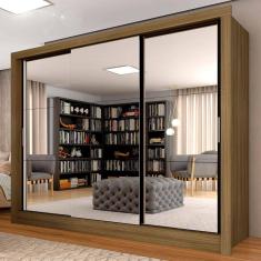 Imagem de Guarda Roupa Casal Layla 3 Pts 03 Espelhos Boreal/ Preto- M. Arapongas