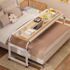 Imagem de SilteD Mesa de computador móvel sobre a cama com rodas, bandejas de mesa para camas, mesa de cabeceira ajustável, mesa de escrita, mesa de cabeceira extensível para laptop, altura/largura ajustáveis