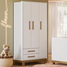 Imagem de Guarda-Roupa Infantil Q Encanto 3 Portas 2 Gavetas Branco Acetinado -