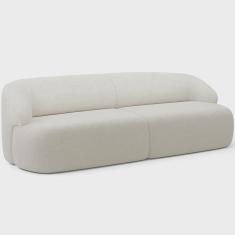 Imagem de Sofá 3 Lugares Curvo Orgânico Para Sala Living 220cm Barolo L06 Bouclê Off White - Lyam Decor