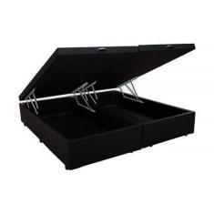 Imagem de Base Cama Box Baú Bipartido Queen Suede Preto 42X158x198 Rc Sono Leve