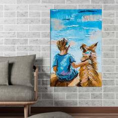 Imagem de Tela Decorativa Menino Com Cachorro