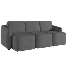 Imagem de Sofá Cama Casal Para Sala 246cm Polska K04 Linho Cinza Escuro - Mpozenato