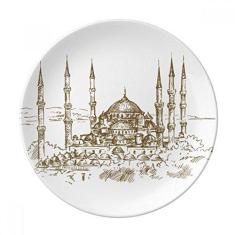 Imagem de Prato decorativo de paisagem de porcelana, salver, talheres, talheres, jantar