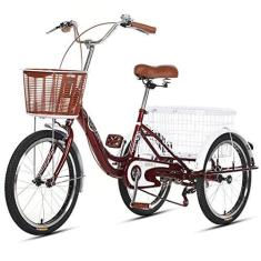 Imagem de Triciclo adulto ajustável para bicicleta de três rodas ao ar livre com cesta de compras bicicleta de 3 rodas para recreação compras masculina feminina bicicleta piquenique ciclismo pedalar