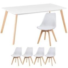 Imagem de KIT - Mesa de jantar retangular 80 x 160  + 4 cadeiras estofadas Leda 