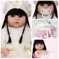 Imagem de Boneca Reborn De Silicone Princesa Morena Linda 20 Itens - Cegonha Reb