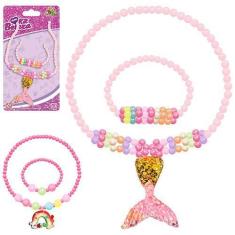 Imagem de Colar Infantil De Sereia Ou Arco Iris Rosa De Miçangas - Art Brink