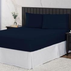 Imagem de Jogo De Cama Casal Padrão 400 Fios Percal 03 Peças Com Barra, Antiácar