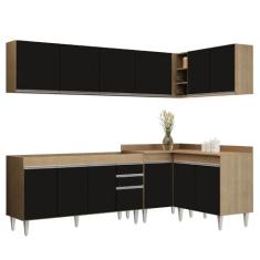 Imagem de Armário de Cozinha Modulado de Canto 6 Peças CP31 Balcão sem Tampo Castanho/Preto - Lumil