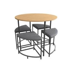 Imagem de Mesa De Sala Jantar Li038 C-tampo 90 Cm + 4 Banquetas Freijó-preto Fosco