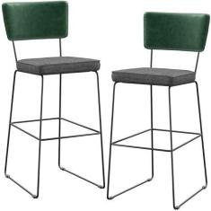 Imagem de Kit 02 Banqueta Alta Sala Jantar Fixa Allana L02 Facto Verde Musgo Lin