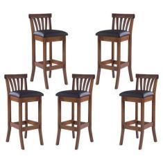 Imagem de Kit 5 Banquetas Alta Estofada Anthurium 36 x 100 Cm Madeira Maciça Imb