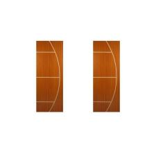 Imagem de Kit com 2 Folhas de Porta Madeira Decorada 210x70cm Espessura 3,5cm Gaúcha Mogno