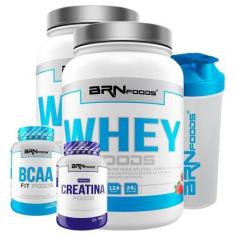 Imagem de Kit 2 Whey Foods 900G+ Bcaa 100G+Creatine Foods 100G 600ml - Brn Foods