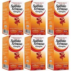 Imagem de Sulfato Ferroso Gotas 125mg 30ml Framboesa 6 Unidades