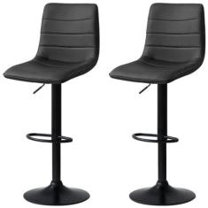 Imagem de Kit 2 Banqueta Alta Estilo Estofada com Base Giratória e Regulagem de Altura - Preto