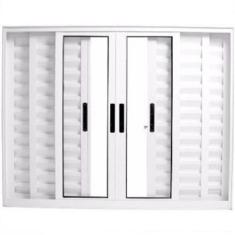 Imagem de Janela Veneziana 6 Folhas Alumínio Branco 1.00 x 1.00 Linha 25 - DC