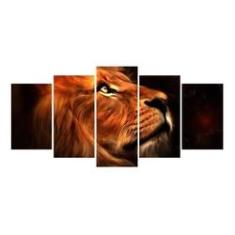 Imagem de Quadro Decorativo Leão Perfil Aquarela Hd 129x61 Quarto Sala