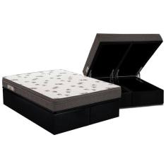 Imagem de Cama Box Baú Queen: Colchão Espuma D45 Ortobom Light Saúde OrtoPillow + Base CRC Courano Black(158x198)