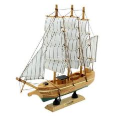 Imagem de Miniatura Barco Navio De Madeira Veleiro Decorativo  29cm - Gici Decor