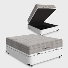 Imagem de Cama Box Bau Casal Branco + Colchao Casal Airtech Springpocket (138x188x60) - Molas Ensacadas - Ortobom