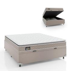Imagem de Cama Box Baú Casal Colchão D33 Pillow Top Millenium 138x188x57cm Bege - Suporta até 100kg por Pessoa