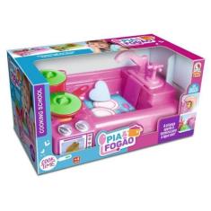 Imagem de Cozinha Infantil Brinquedo C/ Panelinhas Fogão Pia Sai Água - Lua De C