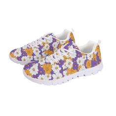 Imagem de GOSTONG Tênis de corrida feminino, de malha respirável, antiderrapante, atlético, academia, treinamento, uso ao ar livre, branco, 34-46, Floral-roxo, 41