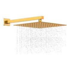 Imagem de Ducha Inox Chuveiro 30x30 Cm Slim Cano 30 Cm Dourado - Deckcasa