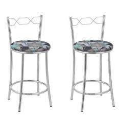 Imagem de Kit 2 Banquetas Cromadas BC51-C E507 Cromada/Preto