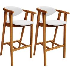 Imagem de Kit 02 Banquetas Alta Para Cozinha Bancada Bar Sala De Jantar Fixa Cecília L02 Facto Branco