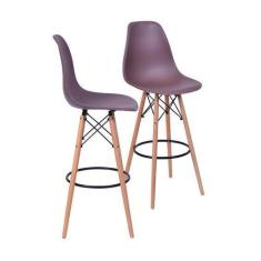 Imagem de Kit 02 Banquetas Boxbit Dkr Eames Pp Café Base Madeira