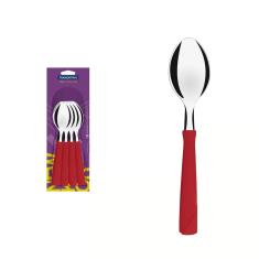 Imagem de Conjunto de Colheres de Mesa Tramontina New Kolor com Lâminas em Aço Inox e Cabos de Polipropileno Vermelho 12 Peças Tramontina