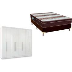 Imagem de Cama Box Casal + Colchão Light Ortobom + Guarda Roupa Master Vip 8.4 B