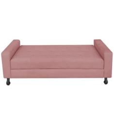 Imagem de Recamier Calçadeira Sofá Lady 1,40cm Casal Baú Quarto Sala Suede Rose