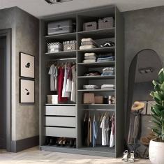 Imagem de Guarda-Roupa Closet Sion 100% MDF 3 GV Cinza 140 cm